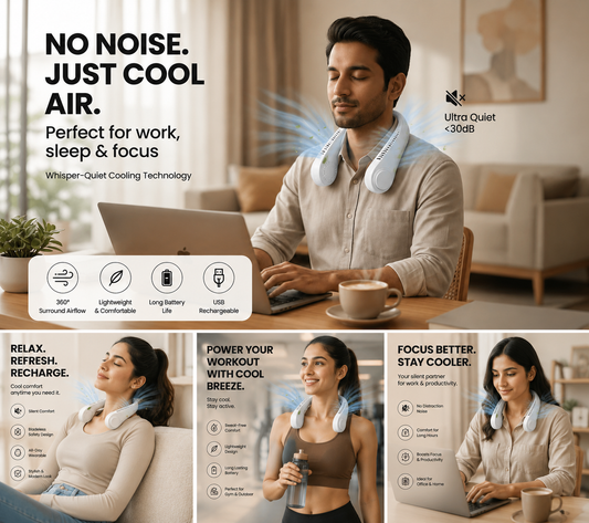 NeckFan™ – Wearable Neck Fan | Soft Airflow | Outdoor & Travel Cooling