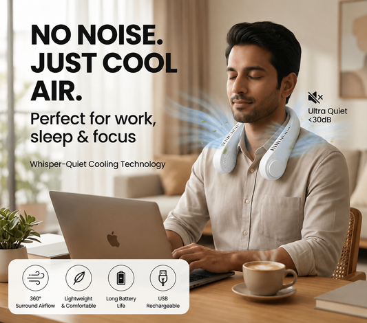 NeckFan™ – Wearable Neck Fan | Soft Airflow | Outdoor & Travel Cooling