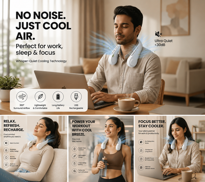 NeckFan™ – Wearable Neck Fan | Soft Airflow | Outdoor & Travel Cooling